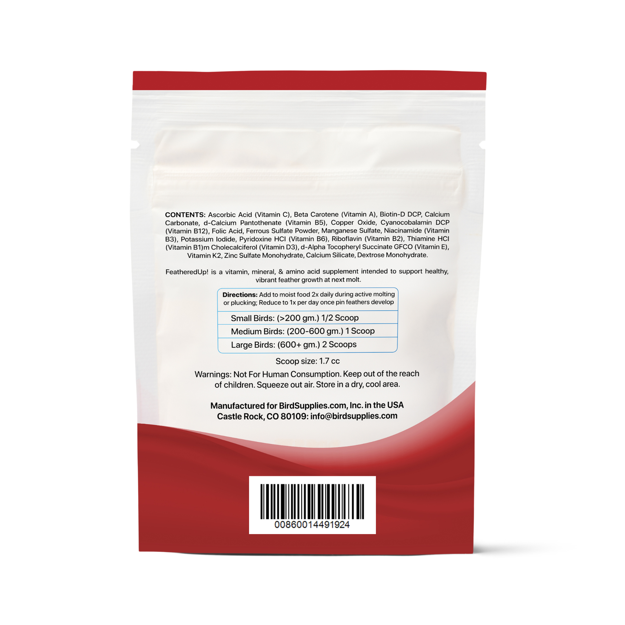 Bird vitamin ingredients