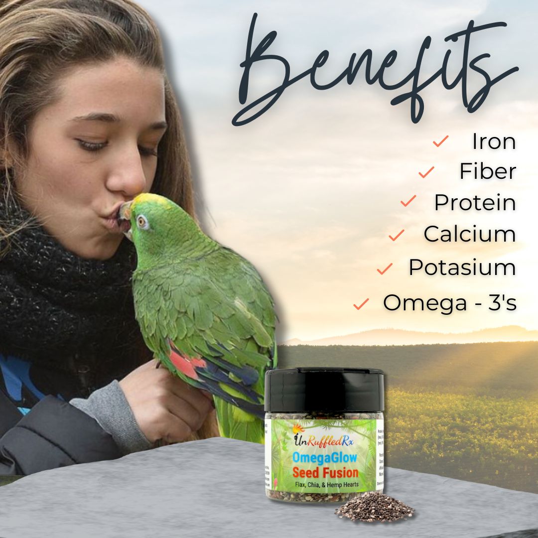 OmegaGlow Feather & Skin Superfood – Omega-Rich Seeds for Parrots & Pet Birds
