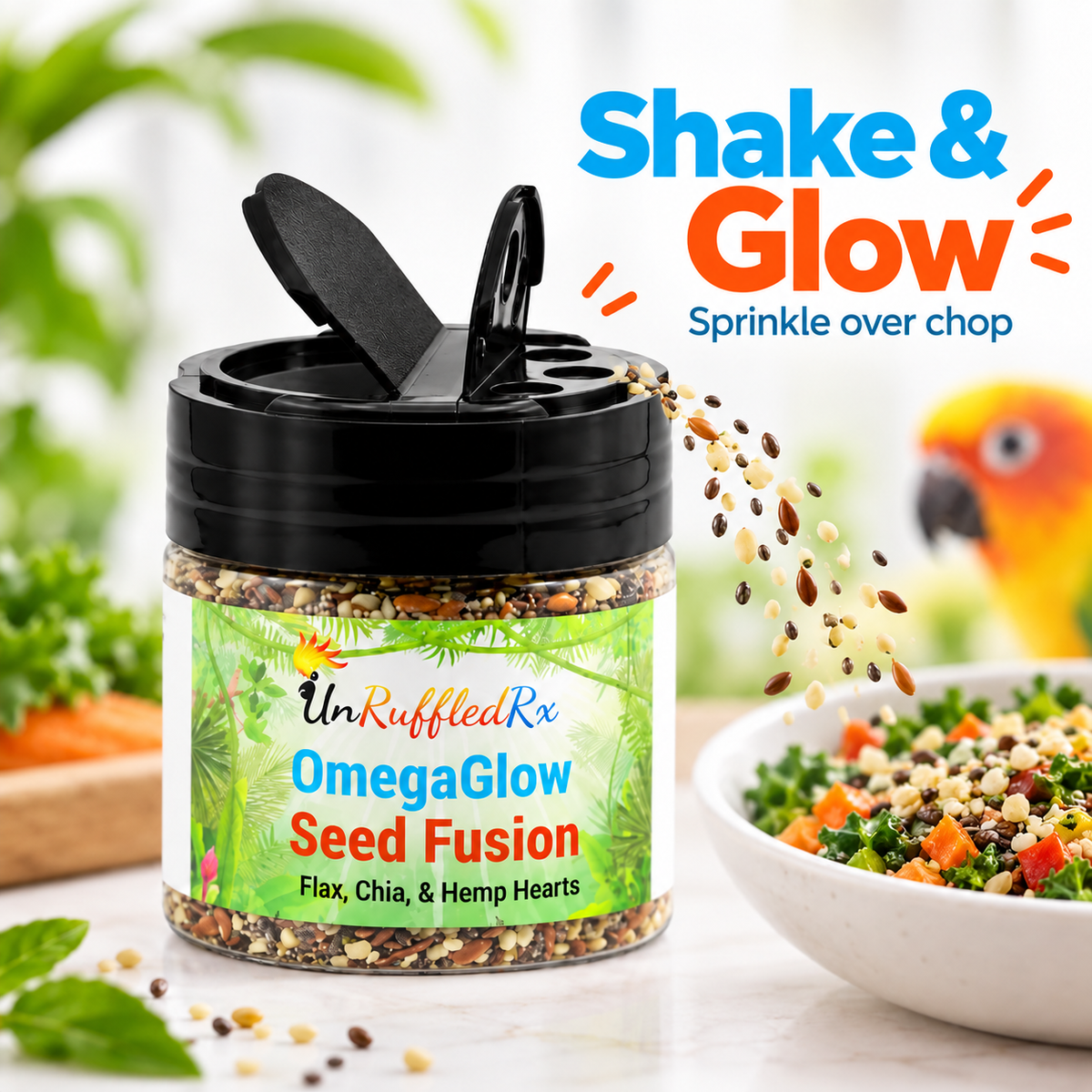 OmegaGlow Seed Fusion Bird Treat for Feathers & Skin