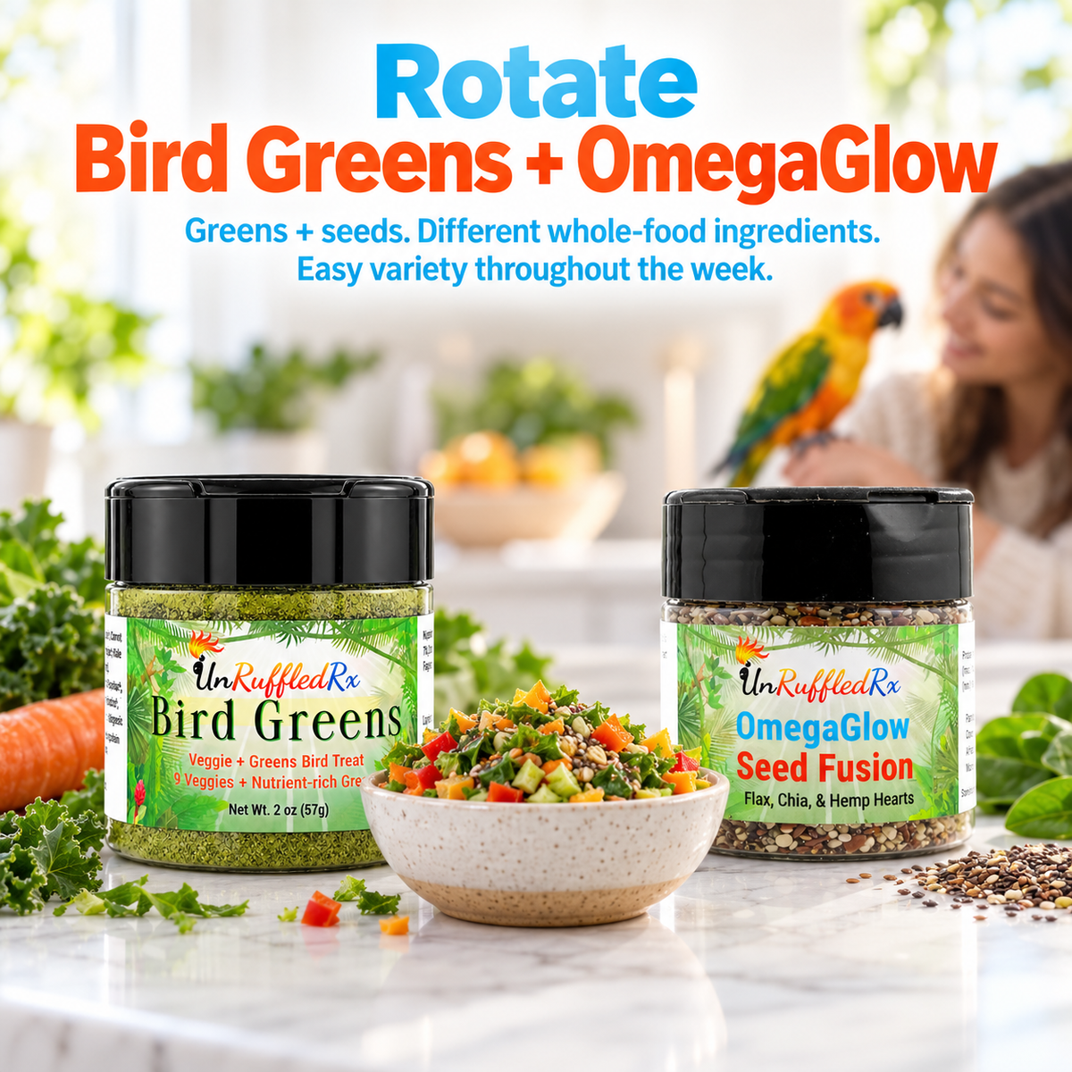 OmegaGlow Seed Fusion Bird Treat for Feathers & Skin