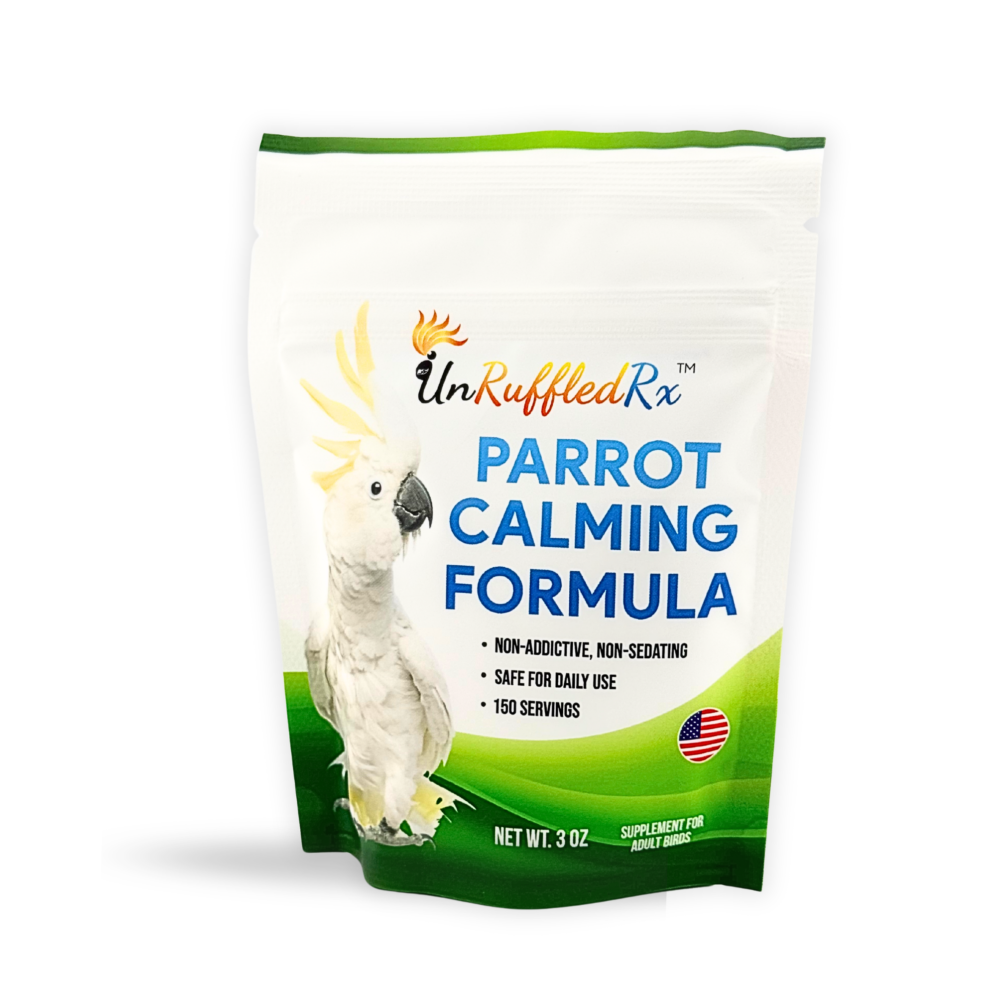 UnRuffledRx™ Parrot Calming Formula: Supplement for Bird Anxiety, 3 oz.