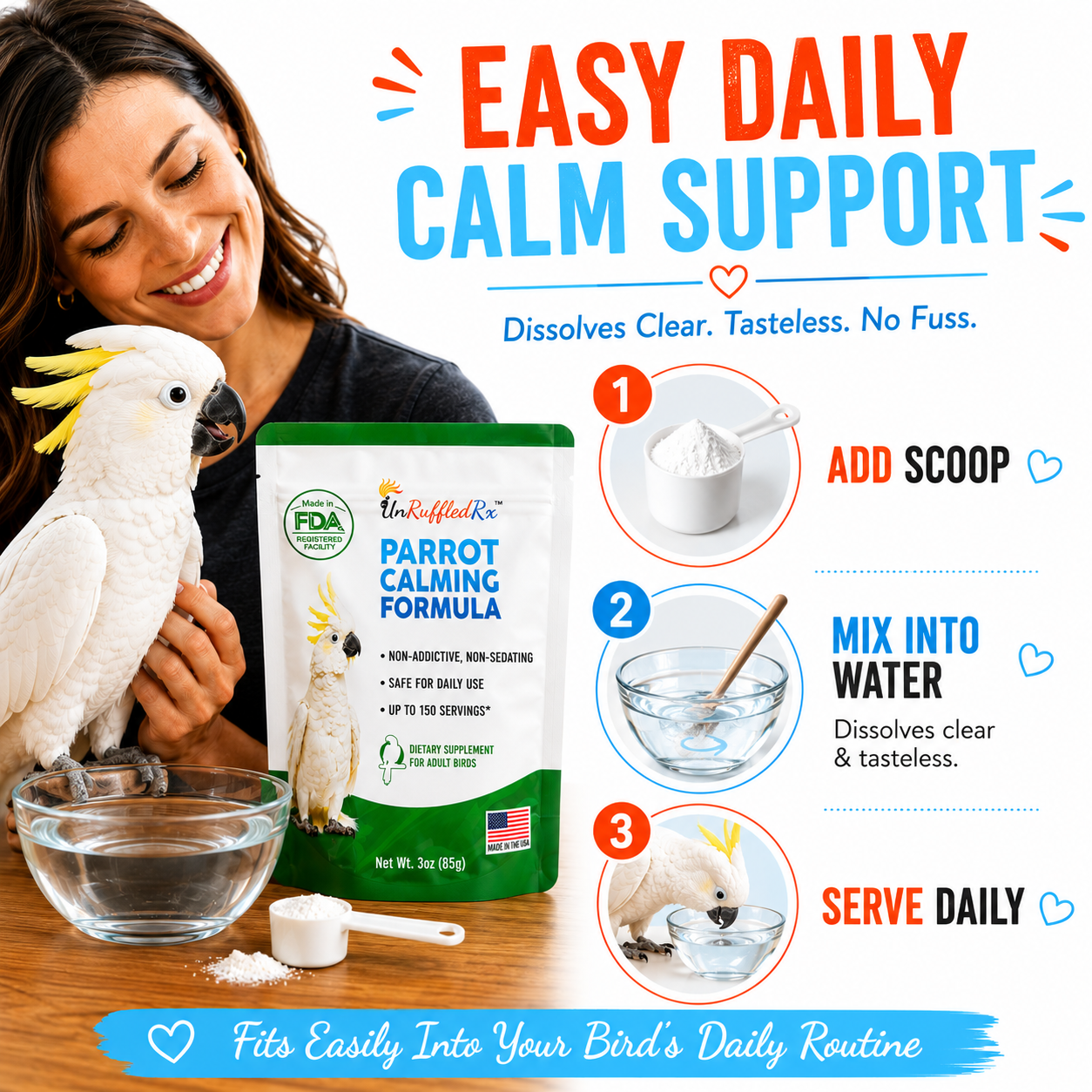 Parrot Calming Supplement with L-Theanine & GABA, 3oz