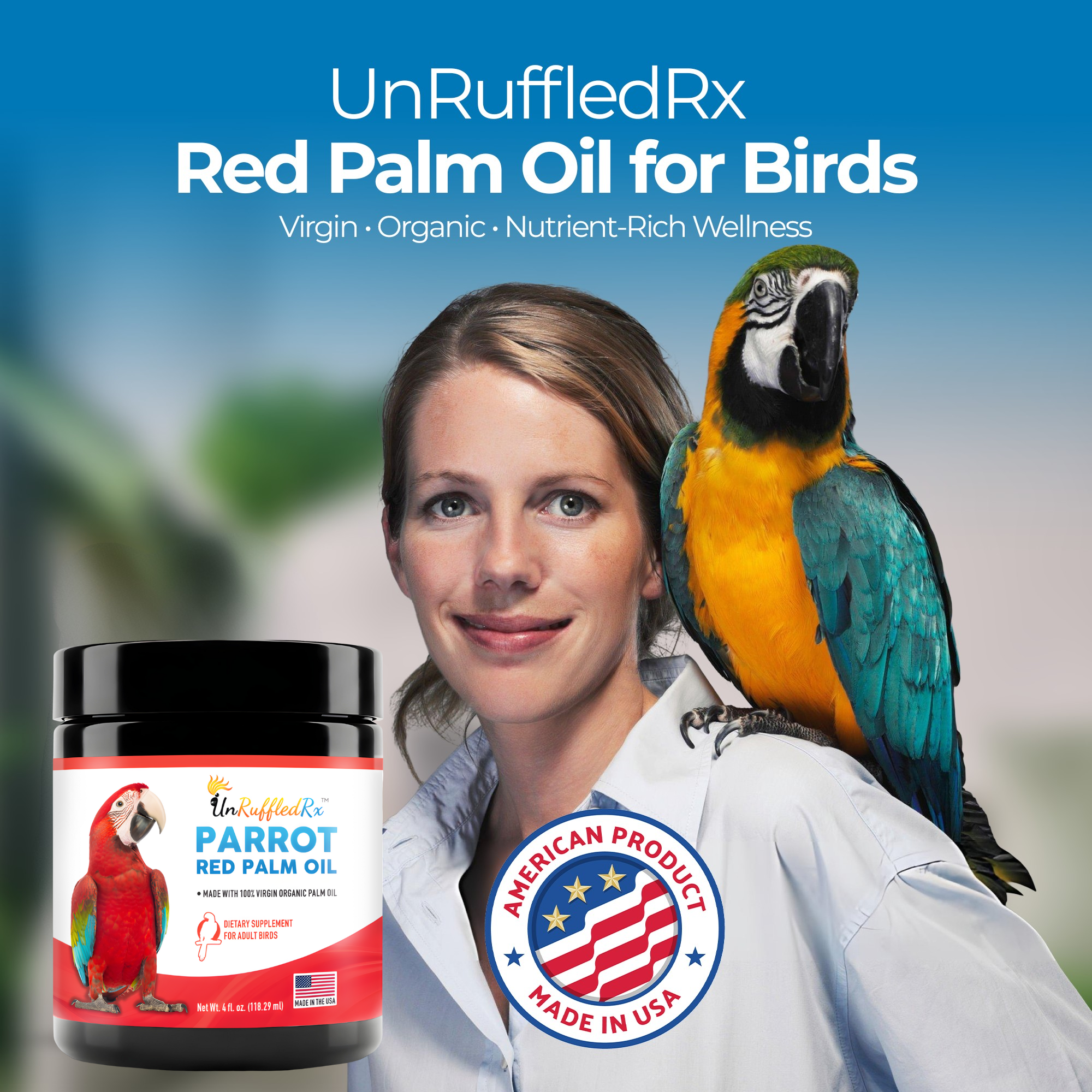 Parrot Red Palm Oil | Pro-Vitamin A & Sheen | UnRuffledRx™