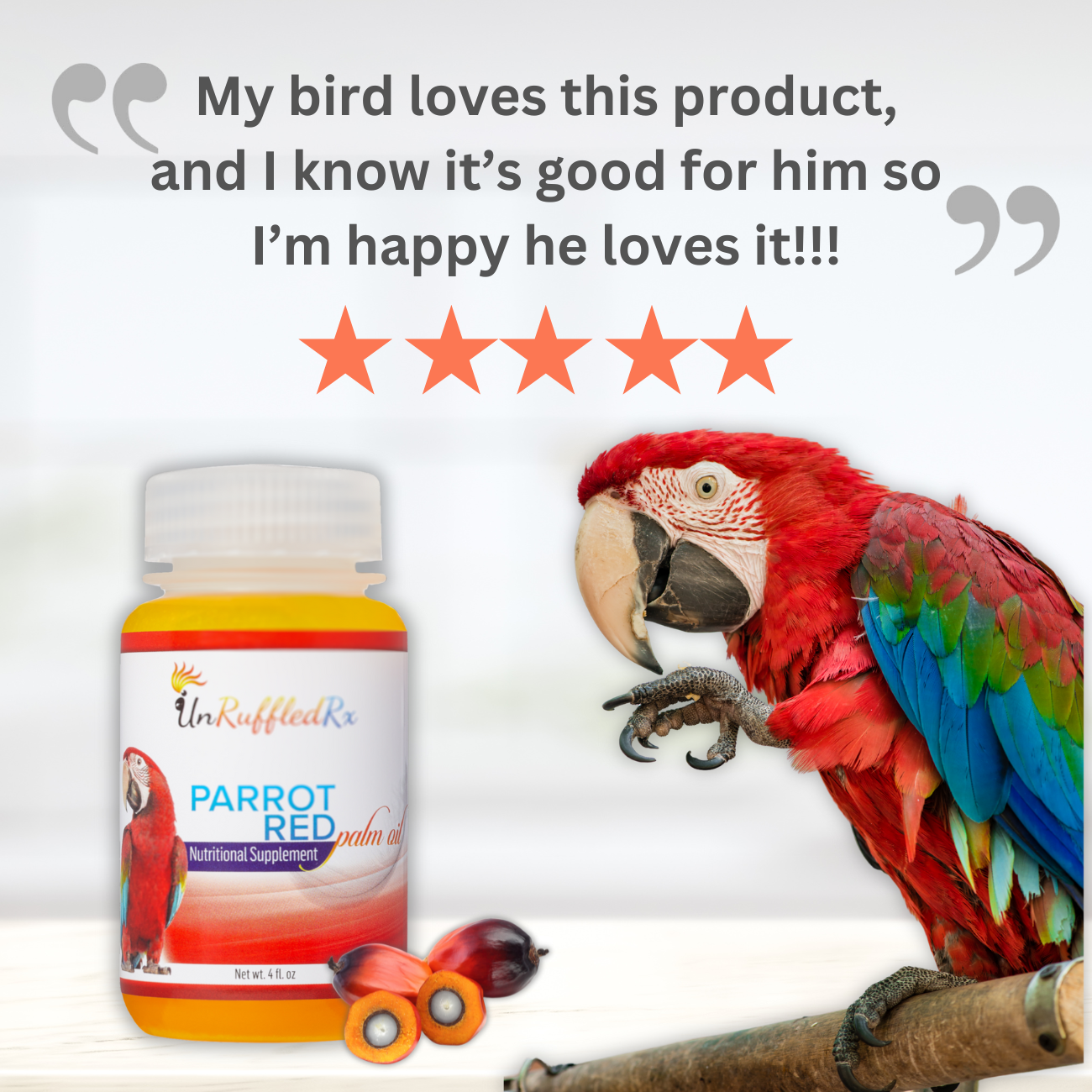 UnRuffledRx Red Palm Oil for Birds, 4 oz. - BirdSupplies.com