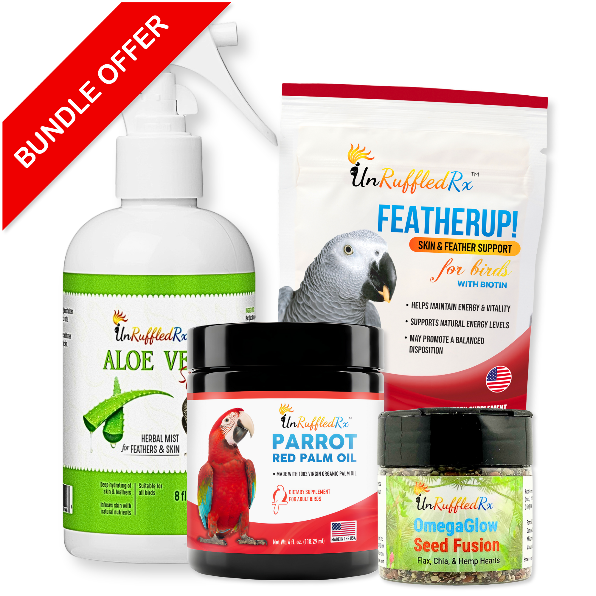 Feather & Skin Support Kit for Parrots | Molting & Plucking Help | UnRuffledRx