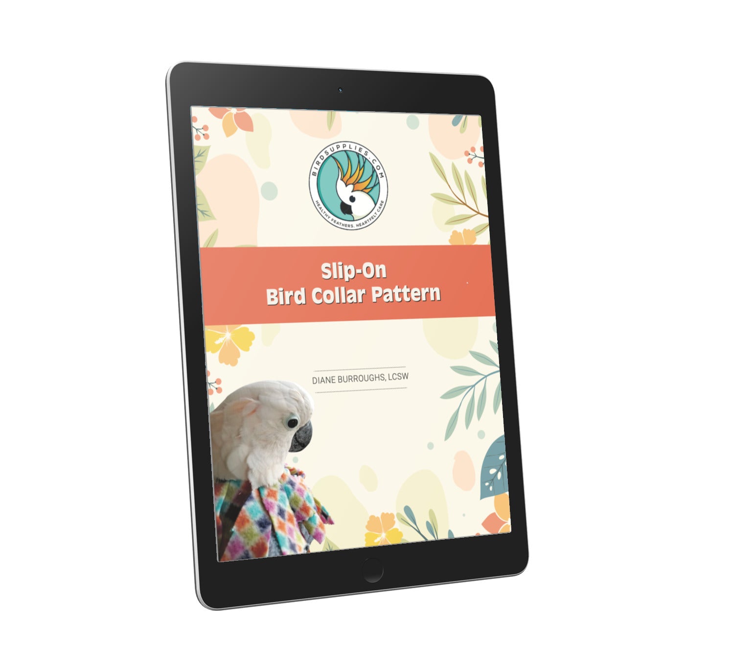 DIY slip-on bird collar pattern digital guide displayed on tablet screen