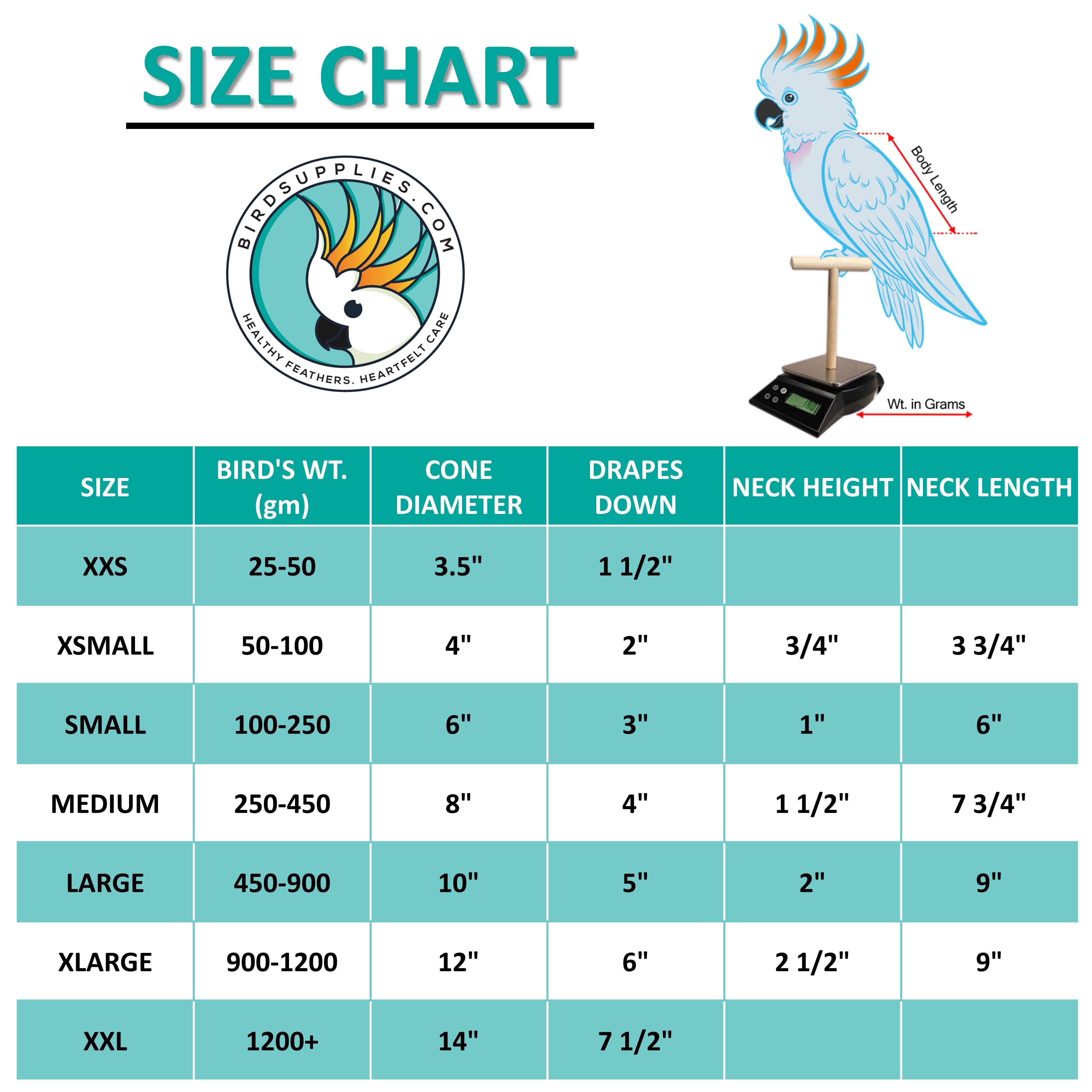 Bird Collar Size Chart