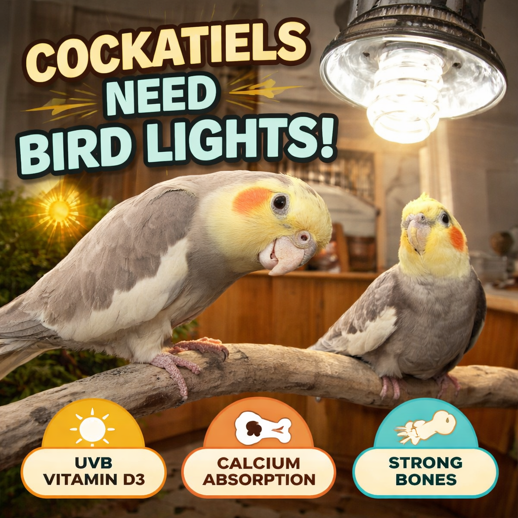 Parrots and pet birds benefiting from full-spectrum UVB bird lighting indoors