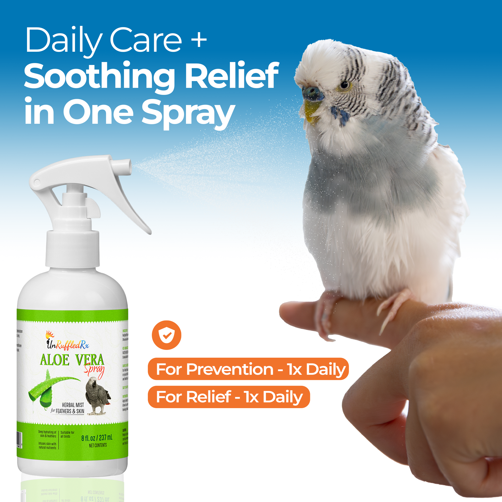 UnRuffledRx™ Aloe Vera Spray for Birds, 8 oz.