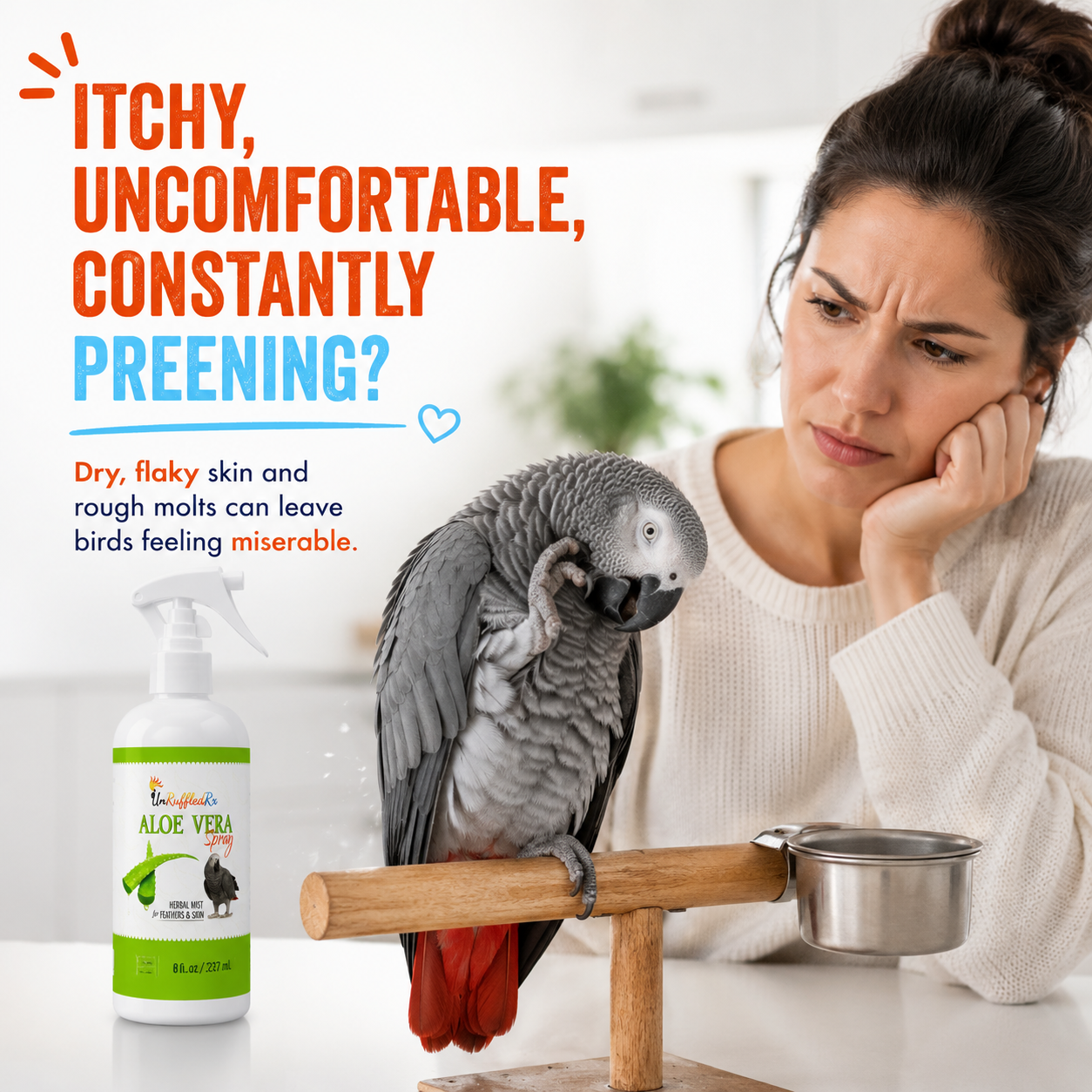 UnRuffledRx Aloe Vera Bird Spray | Molting & Plucking Aid