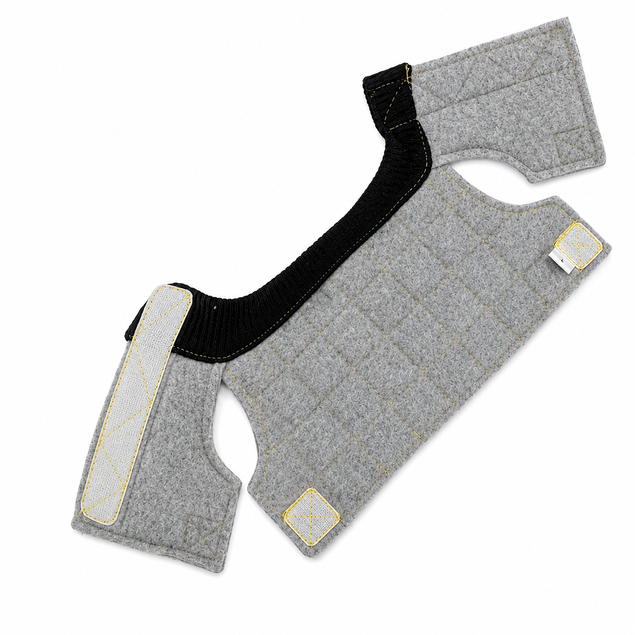 Beakguard Bird Vest for Self-mutilation -opened up an laying flat showing velcro closure