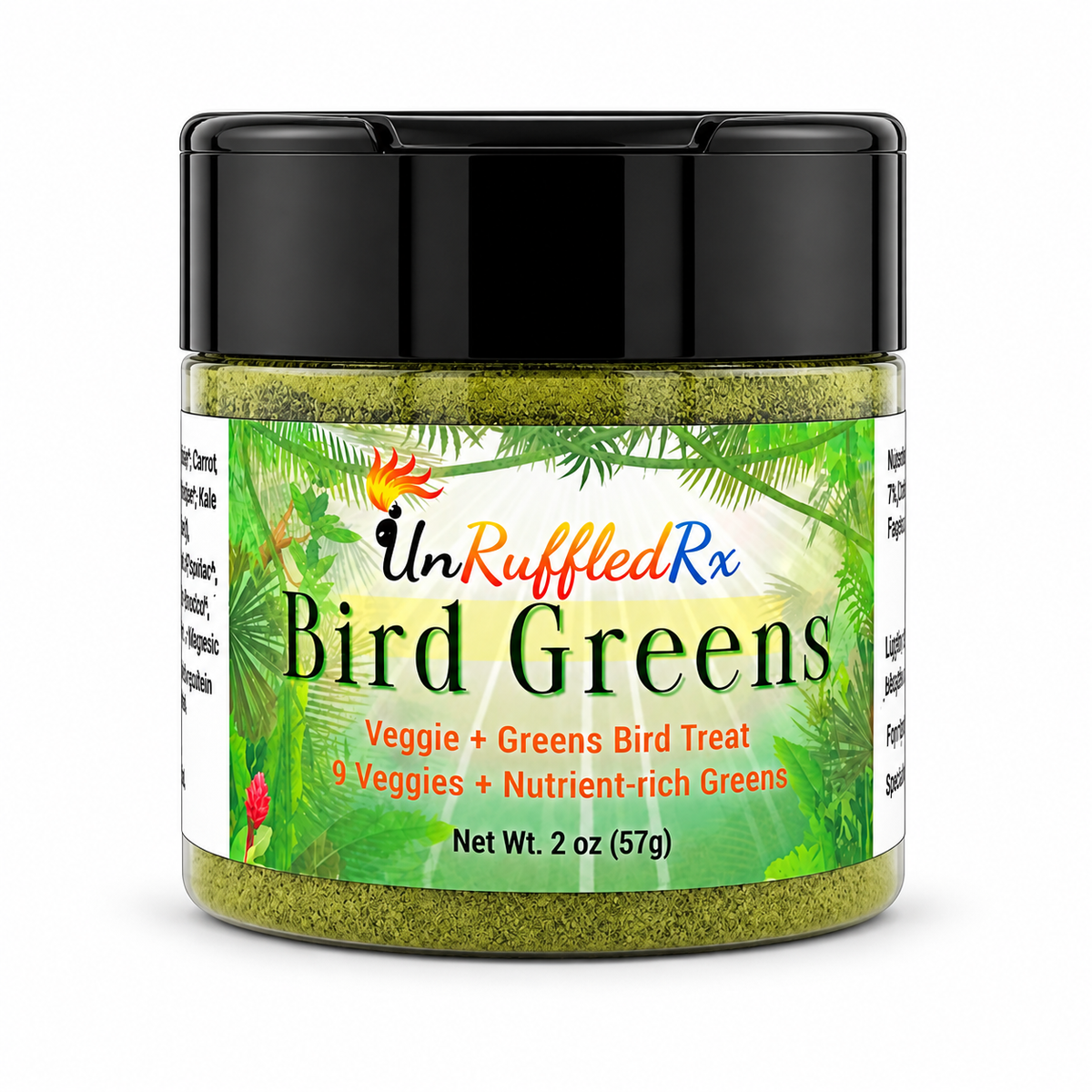 UnRuffledRx Organic Bird Greens – Superfood Chop Topper for Parrots, 2 oz