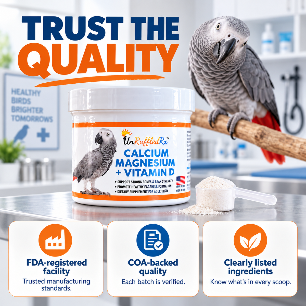 What makes UnRuffledrx bird calcium trustworthy