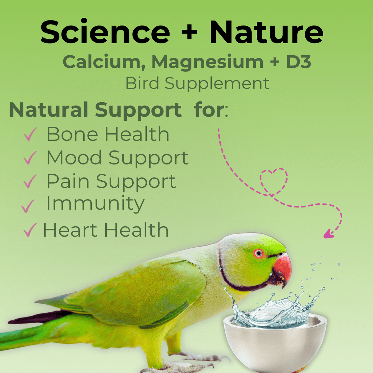 UnRuffledRx Calcium for Birds Calcium, Magnesium + D3 Bird Supplement