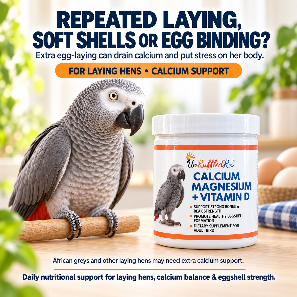 infographic showing which parrots may benefit from a calcium supplement
