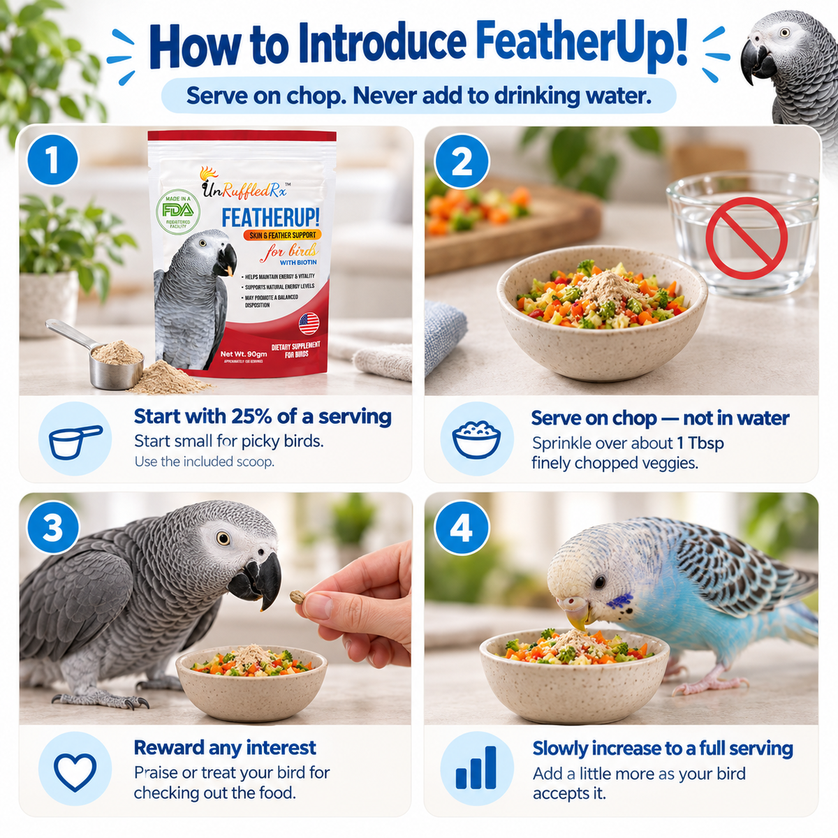 FeatherUp! Vitamin for Feather Growth, Molting & Plucking