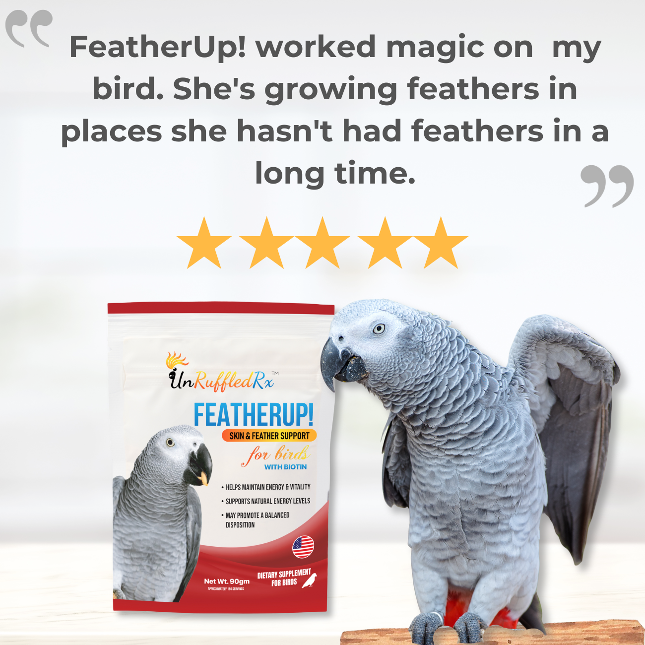 UnRuffledRx FeatherUp! Bird Vitamins, 90 gm