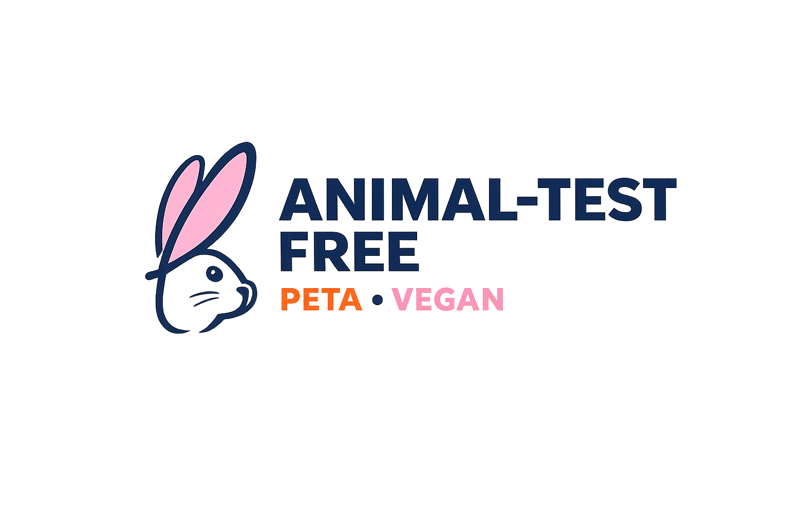 Rabbit icon and 'Animal-Test Free' text on a white background