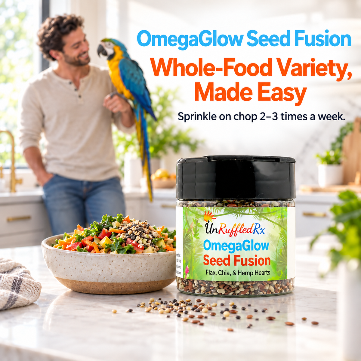 OmegaGlow Seed Fusion Bird Treat for Feathers & Skin
