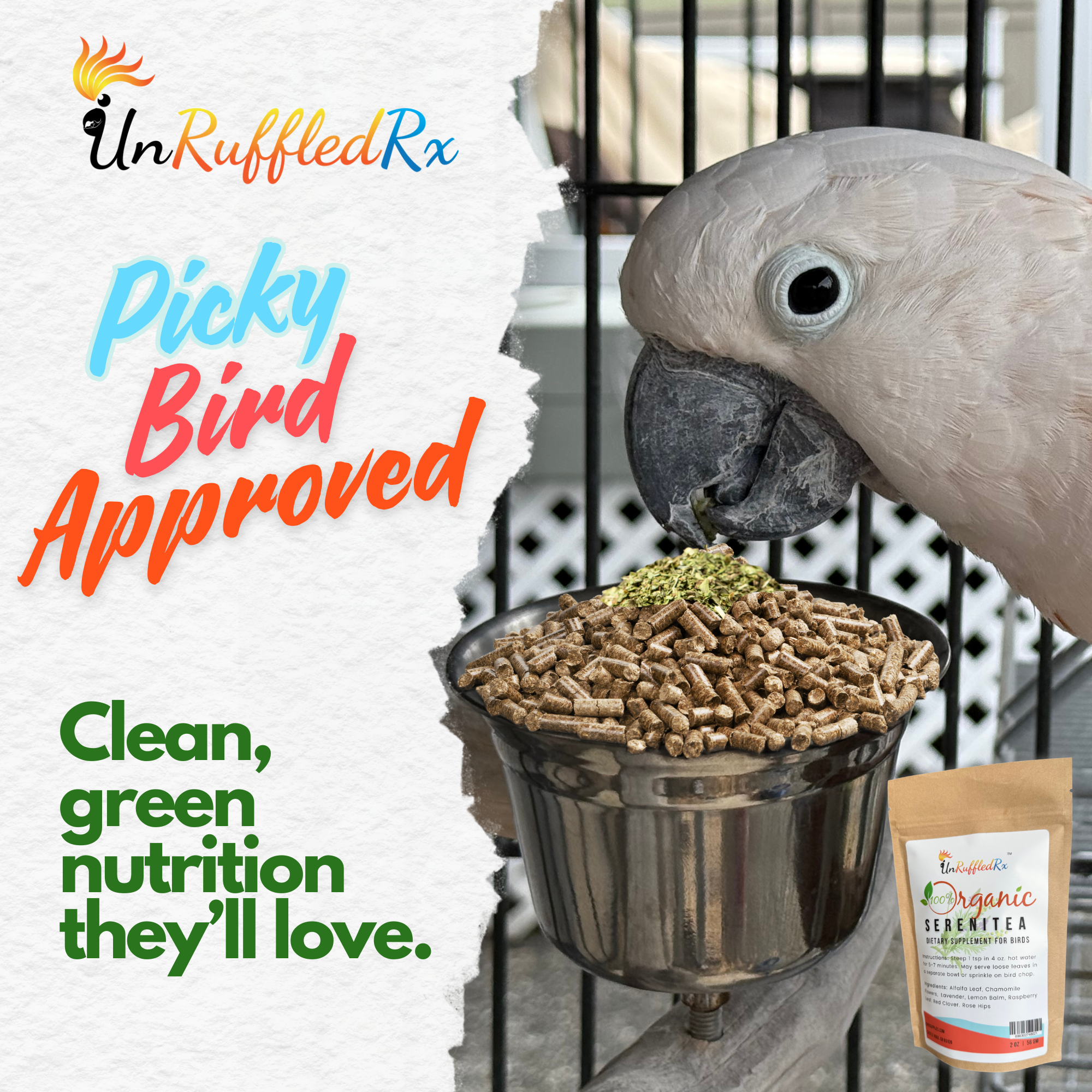 UnRuffledRx SereniTea Calming Bird Tea, 2 oz.