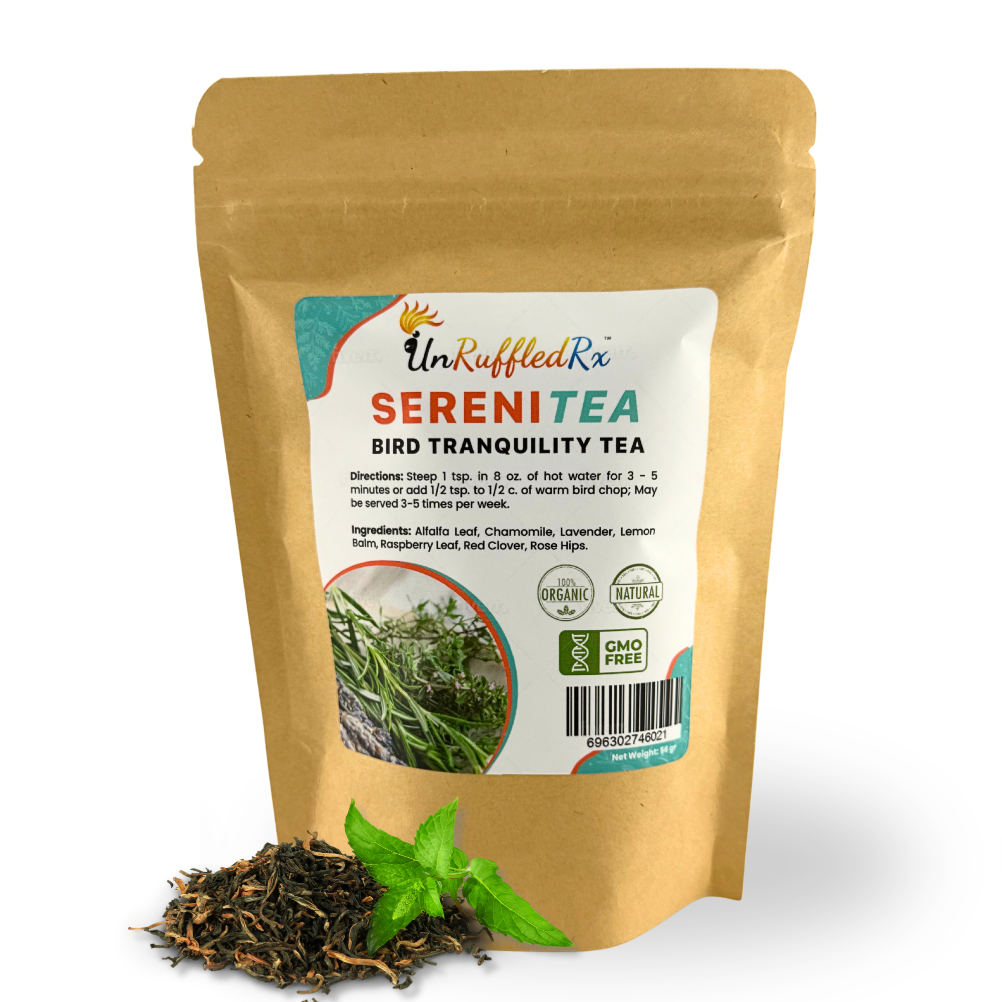 UnRuffledRx SereniTea Calming Bird Tea, 2 oz.