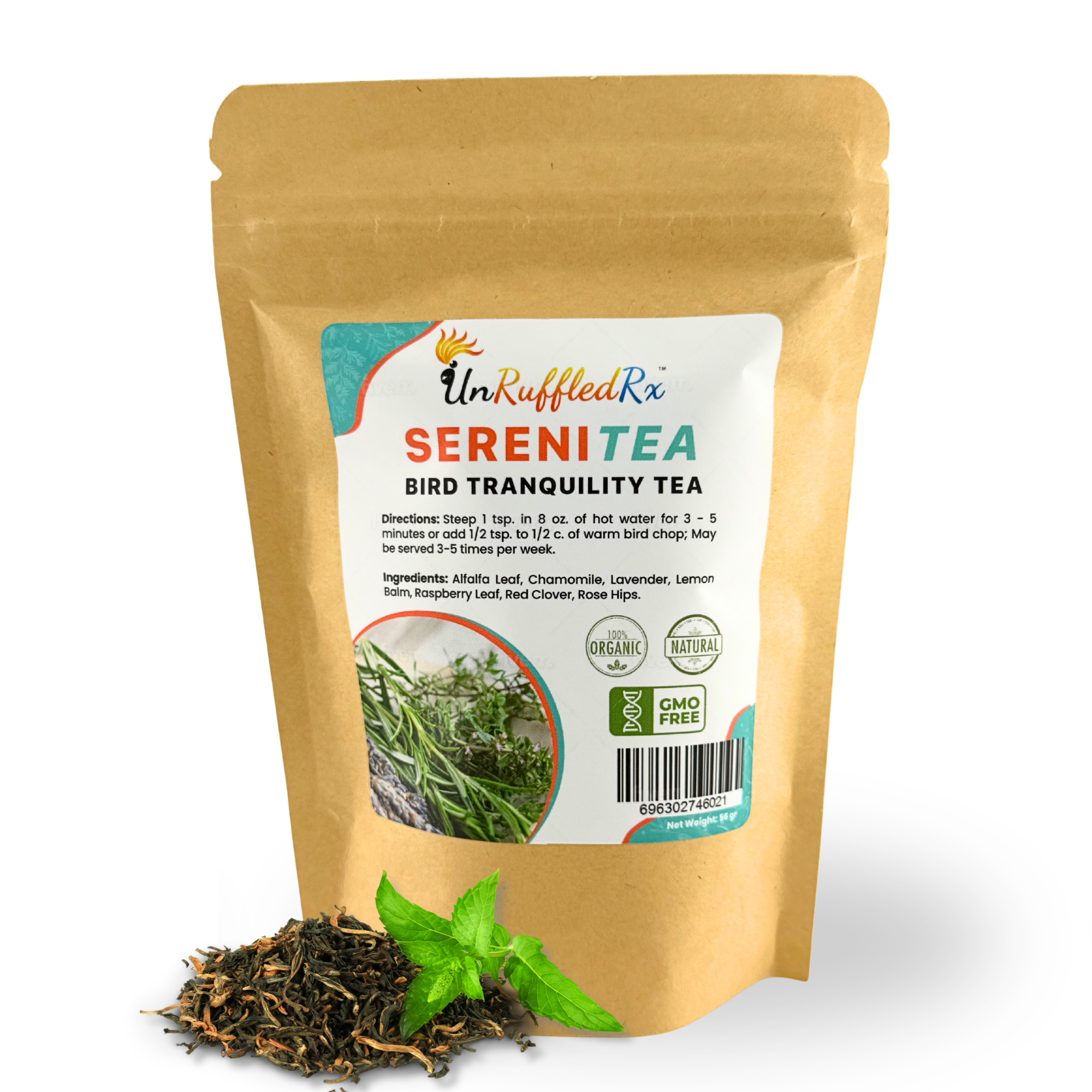 UnRuffledRx SereniTea Calming Bird Tea, 2 oz.