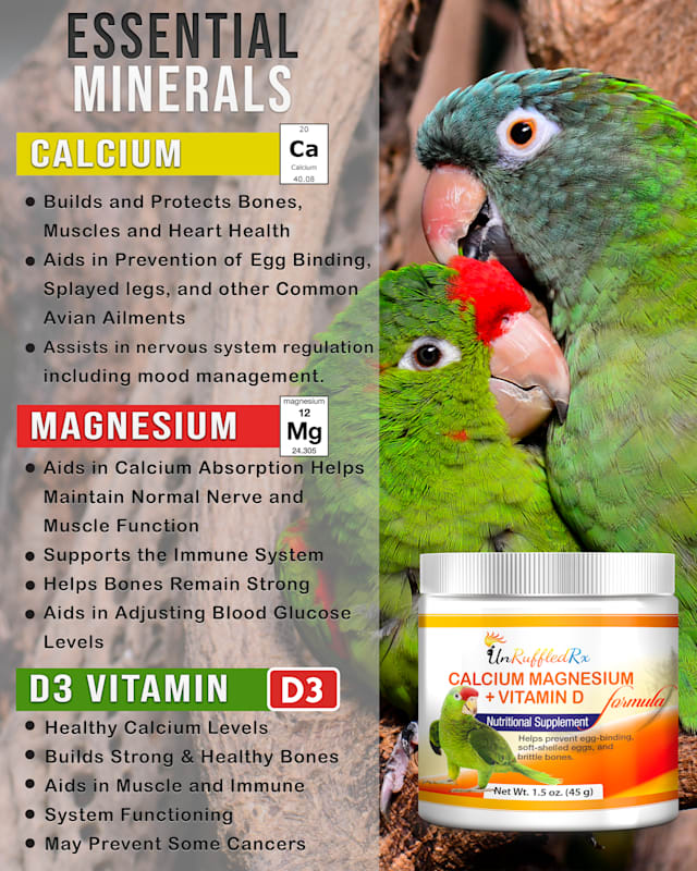 UnRuffledRx Calcium, Magnesium +D3 Calcium Supplement for birds